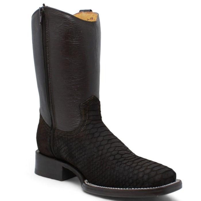 Men's Python Print Roper boots with Zipper - La Carreta