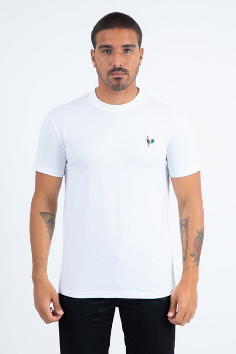 Men's Rooster Logo Cotton White T-Shirt - Platini Fashion