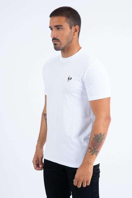 Men's Rooster Logo Cotton White T-Shirt - Platini Fashion