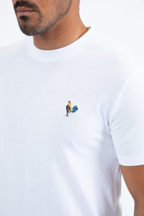 Men's Rooster Logo Cotton White T-Shirt - Platini Fashion