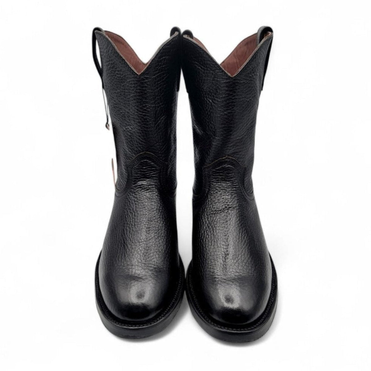Mens Roper Boot Black – Soft Genuine Leather Round Toe Western Boot H52PR0572 - Hooch