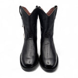 Mens Roper Boot Black – Soft Genuine Leather Round Toe Western Boot H52PR0572 - Hooch
