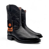 Mens Roper Boot Black – Soft Genuine Leather Round Toe Western Boot H52PR0572 - Hooch