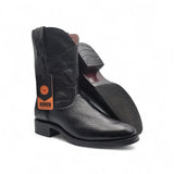Mens Roper Boot Black – Soft Genuine Leather Round Toe Western Boot H52PR0572 - Hooch
