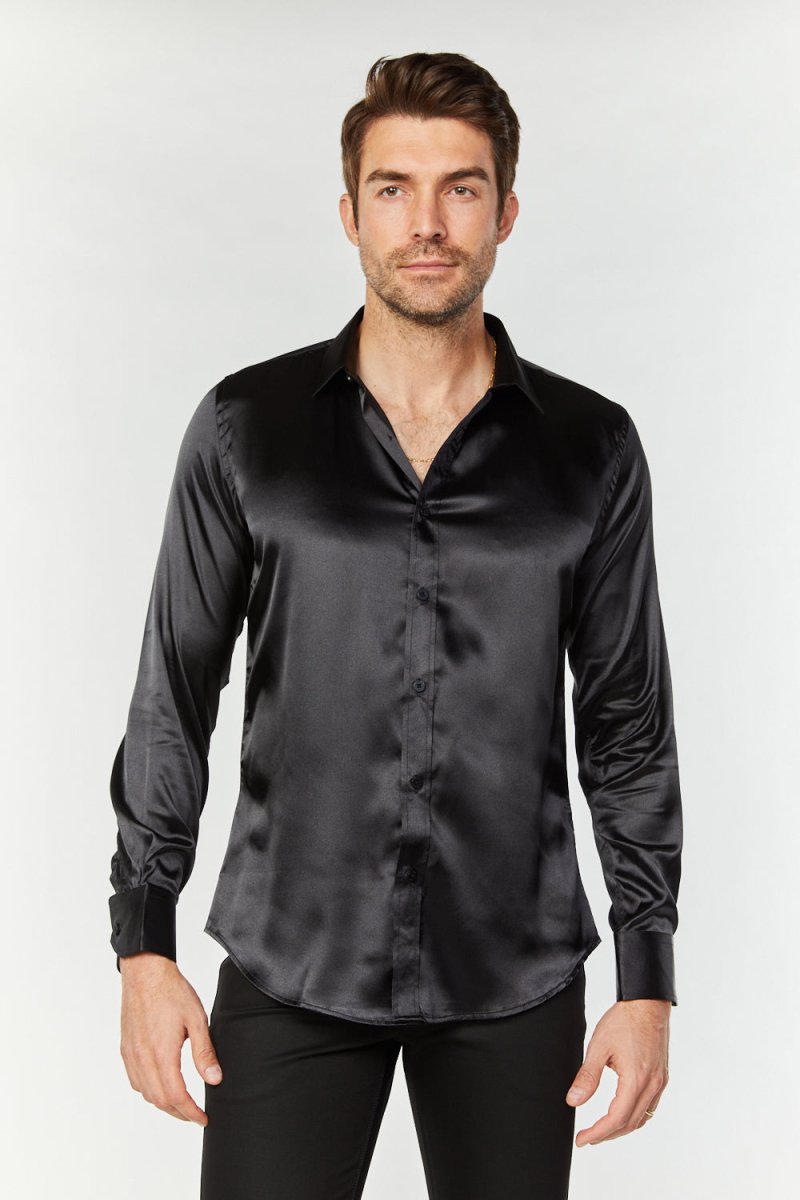 Satin Long Sleeve Dress Shirt