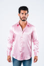 Men's Satin Dress Shirt - Pink - Platini Fashion