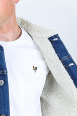 Mens Sherpa Lined Denim Jacket - Dark Blue - Platini Fashion
