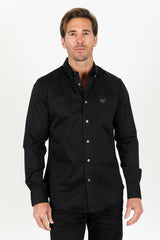 Men’s Single Pocket Logo Modern Fit Stretch Dress Shirt - Platini Fashion