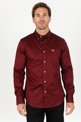 Men’s Single Pocket Logo Modern Fit Stretch Dress Shirt - Platini Fashion