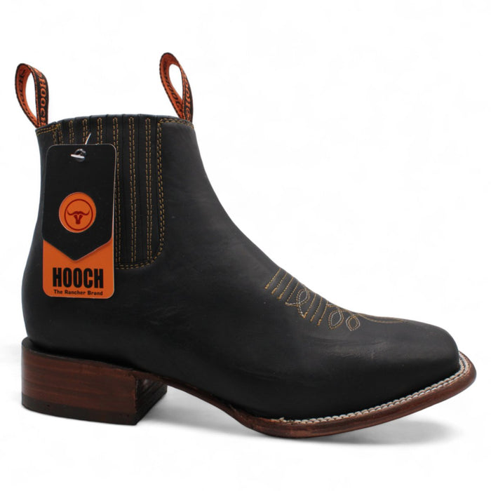 Men's Square Toe Ankle Boots - Black - Hooch Boots