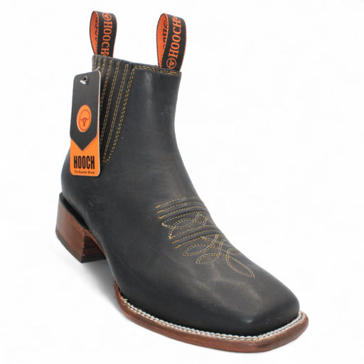 Men's Square Toe Ankle Boots - Black - Hooch Boots