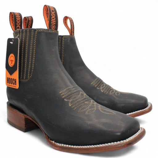 Men's Square Toe Ankle Boots - Black - Hooch Boots