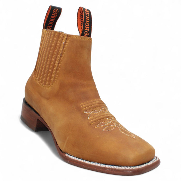 Men's Square Toe Ankle Boots - Papaya - Hooch Boots