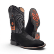 Mens Square Toe Boot Black Nobuck Leather – Rubber Sole Western Boot - Hooch Boots