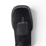Mens Square Toe Boot Black Nobuck Leather – Rubber Sole Western Boot - Hooch Boots