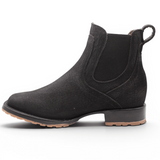 Mens Square Toe Botin Black – Bull Shoulder Leather Rubber Sole Western Boot H42PU0572 - Hooch Boots
