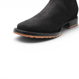 Mens Square Toe Botin Black – Bull Shoulder Leather Rubber Sole Western Boot H42PU0572 - Hooch Boots