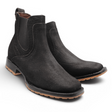 Mens Square Toe Botin Black – Bull Shoulder Leather Rubber Sole Western Boot H42PU0572 - Hooch Boots