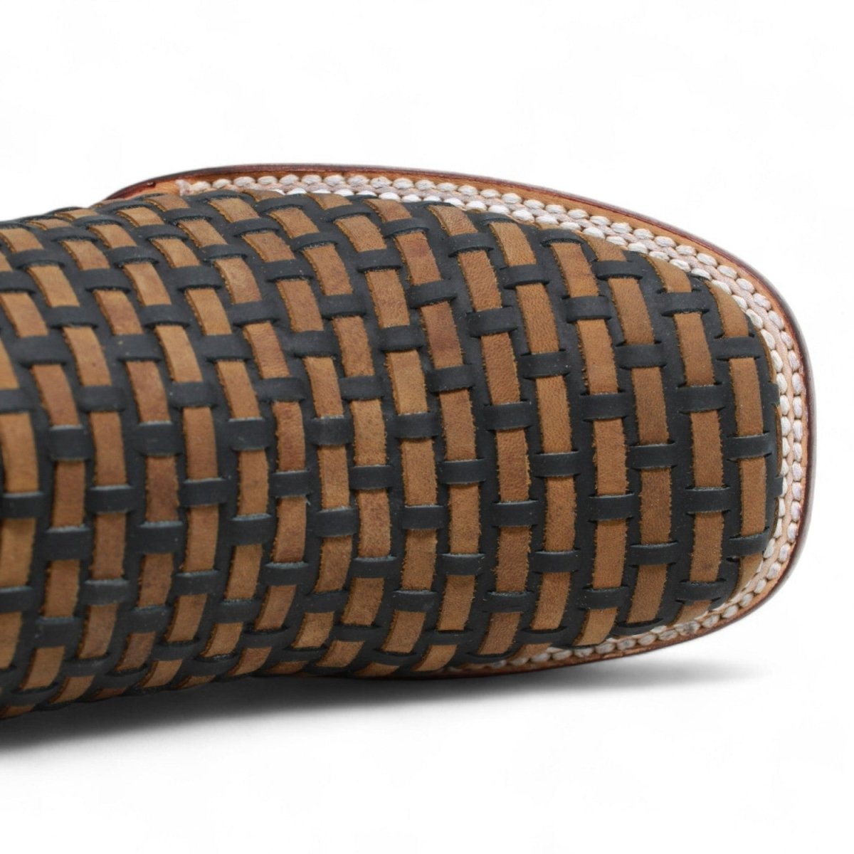 Men's Square Toe Teng Petatillo Woven Genuine Leather Boots - Hooch - Hooch