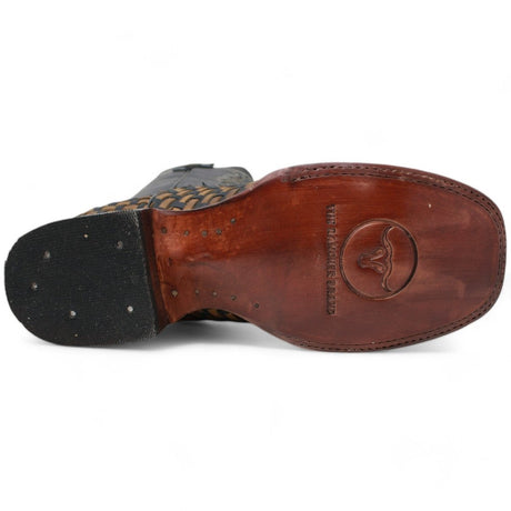 Men's Square Toe Teng Petatillo Woven Genuine Leather Boots - Hooch - Hooch