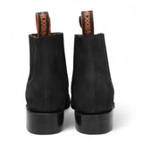 Men's Suede Leather Square Toe Ankle Boots - Black - Hooch