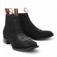 Men's Suede Leather Square Toe Ankle Boots - Black - Hooch