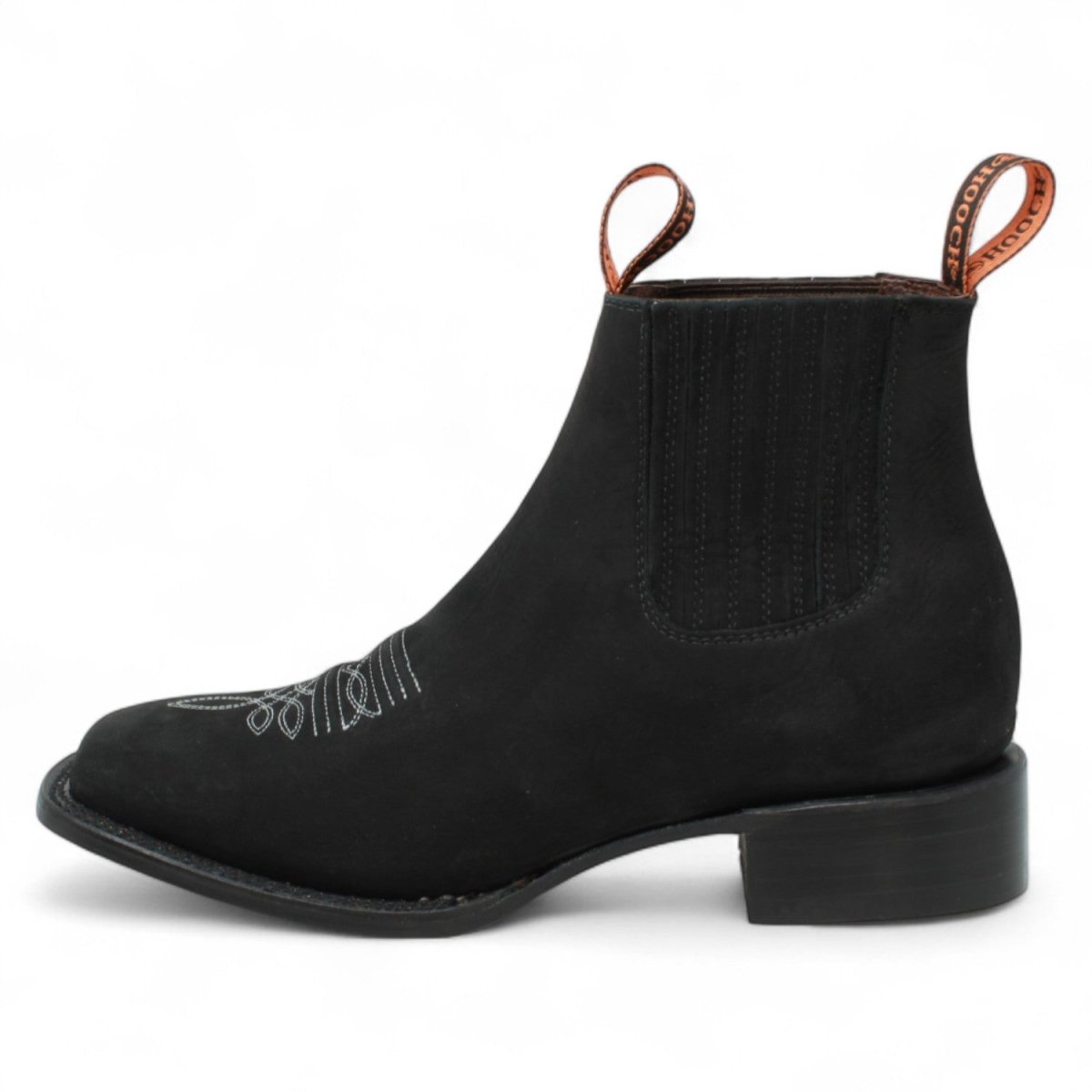 Men's Suede Leather Square Toe Ankle Boots - Black - Hooch
