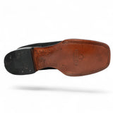 Men's Suede Leather Square Toe Ankle Boots - Black - Hooch