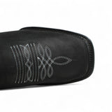 Men's Suede Leather Square Toe Ankle Boots - Black - Hooch