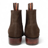 Men's Suede Leather Square Toe Ankle Boots - Chocolate - Hooch