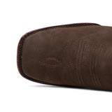 Men's Suede Leather Square Toe Ankle Boots - Chocolate - Hooch