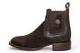 Men's Suede Leather Square Toe Ankle Boots - Chocolate - Hooch Boots