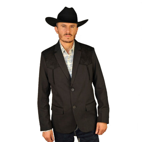 Mens Western Blazer with Suade Shoulder - Lamasini