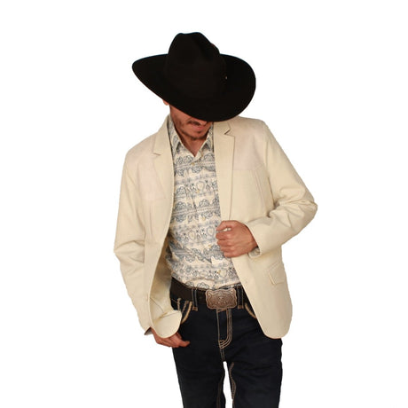 Mens Western Blazer with Suade Shoulder - Lamasini
