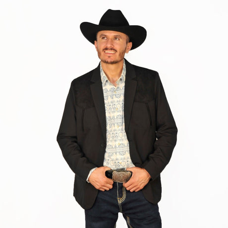 Mens Western Blazer with Suade Shoulder - Lamasini