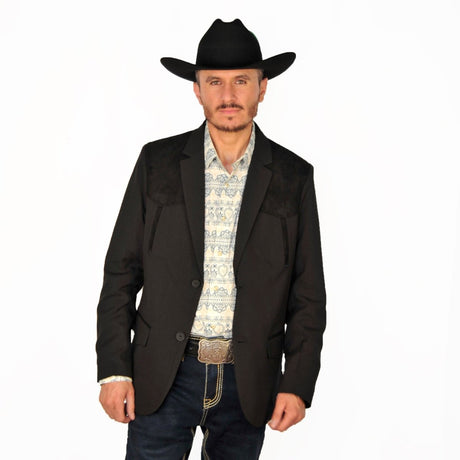 Mens Western Blazer with Suade Shoulder - Lamasini