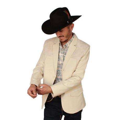 Mens Western Blazer with Suade Shoulder - Lamasini