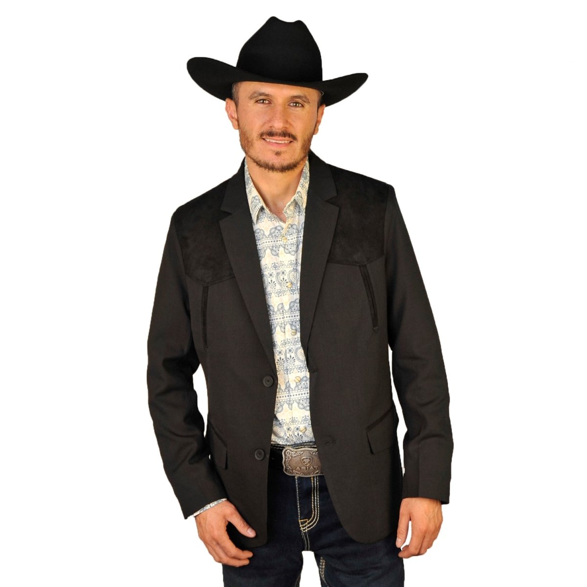 Mens Western Blazer with Suade Shoulder - Lamasini