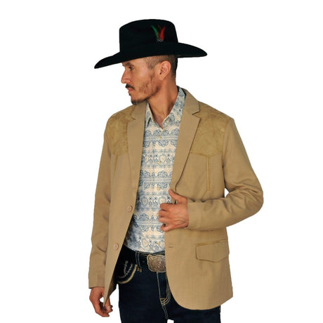 Mens Western Blazer with Suade Shoulder - Lamasini