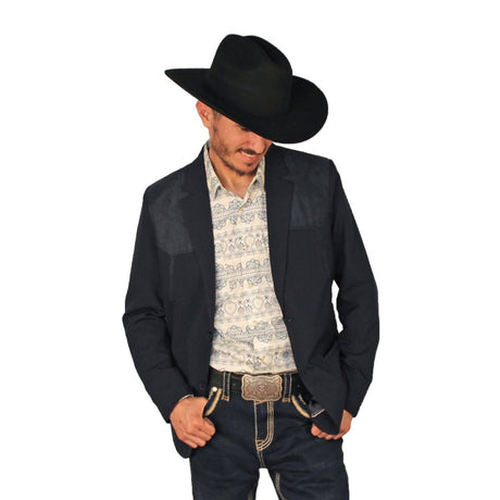 Mens Western Blazer with Suade Shoulder - Lamasini