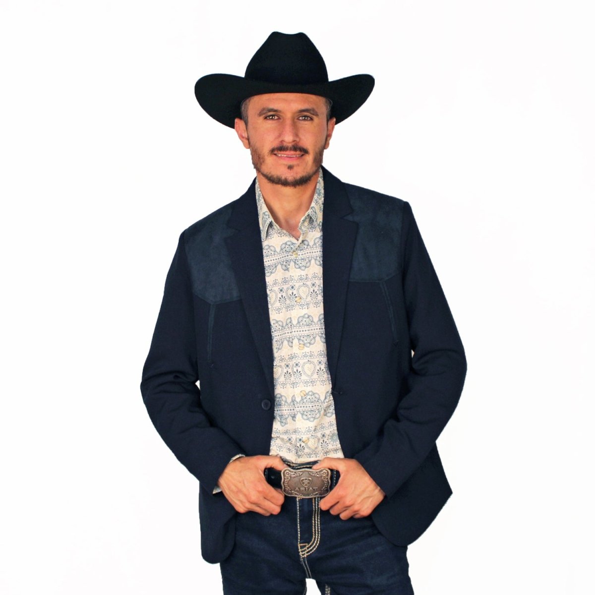 Mens Western Blazer with Suade Shoulder - Lamasini