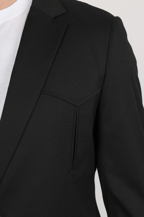 Men's Western Sportcoat with Elbow Patch - Black - Platini Jeans