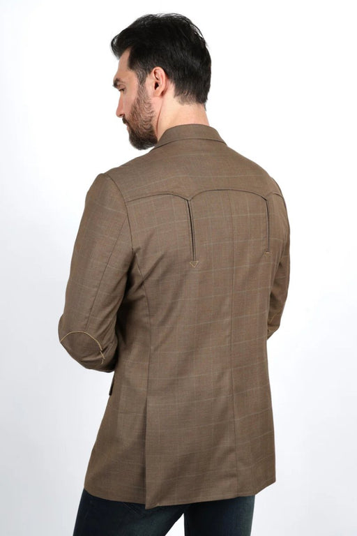 Men's Western Sportcoat with Elbow Patch - Light Brown - Platini Jeans