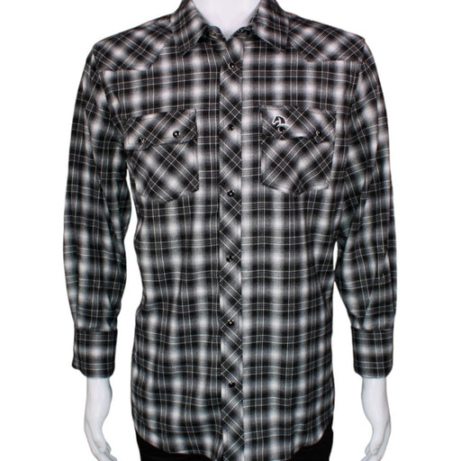 Men's White Diamonds Long Sleeve Western Shirt - Black & White - White Diamonds Boots