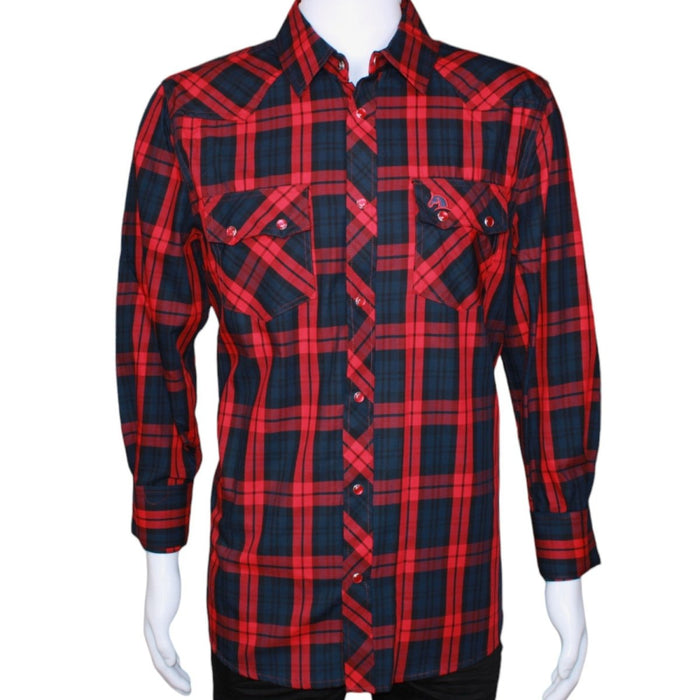 Men's White Diamonds Long Sleeve Western Shirt - Red - White Diamonds Boots