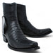 Men's Wild West Genuine Caiman & Deer European Square Toe Short Boots - Black - Wild West Boots