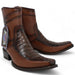 Men's Wild West Genuine Caiman & Deer European Square Toe Short Boots - Brown - Wild West Boots