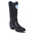 Men's Original Black Caiman Belly Round Toe Boots - Wild West Boots - Side View