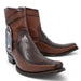 Men's Wild West Genuine Lizard & Deer European Square Toe Short Boots - Brown - Wild West Boots