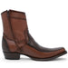 Men's Wild West Genuine Lizard & Deer European Square Toe Short Boots - Brown - Wild West Boots